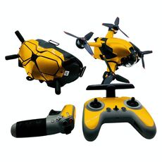 FPV-TZ-SF 4 in 1 impermeabile anti-graffio decalcomania con wrap adesivi personalizzati kit cinematografici per DJI FPV Drone & Goggles V2 e telecomando e rocker (oro fluorescente)