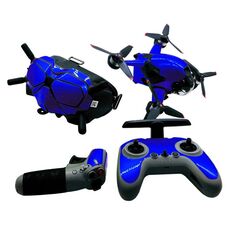 FPV-TZ-SF 4 in 1 Impermeabile Anti-Scratch Decalcomania Decalcomania Autoadesivo Pelle Personalizzato Kit cinematografici per DJI FPV Drone & Goggles V2 & Remote Control & Rocker (Blu fluorescente)
