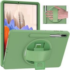 Per Samsung Galaxy Tab S8 + / TAB S8 PLUS / TAB S7 FE / TAB S7 + SM-T970 rotazione a 360 gradi PC + custodia protettiva TPU con supporto e slot a mano e penna (verde)