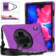 Per Lenovo Tab P11 TB-J606F / PAD 11 Plus 2021 Antifondo antiurto Silicone + custodia protettiva per PC con supporto e cinturino a mano e tracolla (viola)