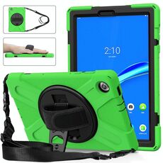 Per Lenovo TAB M10 PLUS TB-X606F Antifurto in silicone colorato + custodia protettiva per PC con supporto e cinturino a mano e tracolla (verde)