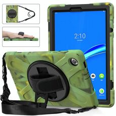 Per Lenovo TAB M10 PLUS TB-X606F Antifurto in silicone colorato + custodia protettiva per PC con supporto e cinturino a mano e tracolla (camuffamento)