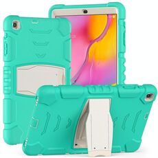 Per Samsung Galaxy Tab A 10.1 (2019) T510 Telaio schermo di protezione a 3 strati + PC + Cassa combinata antiurto in silicone con supporto (verde menta)