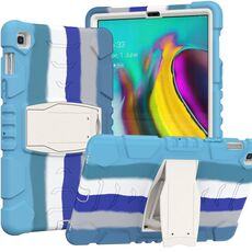 Schermo di protezione a 3 strati Telaio + PC + Cassa combinata antiurto in silicone con supporto per Samsung Galaxy Tab S5E T720 (colorato blu)