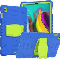 Telaio schermo di protezione a 3 strati + PC + Cassa combinata antiurto in silicone con supporto per Samsung Galaxy Tab S5E T720 (Blue + Lime)
