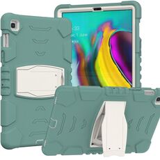Cornice per schermo di protezione a 3 strati + PC + Cassa combinata antiurto in silicone con supporto per Samsung Galaxy Tab S5E T720 (verde smeraldo verde)