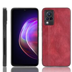 Per vivo v21 antiurto antiurto cucito modello di mucca pc + custodia PU + TPU (rosso)