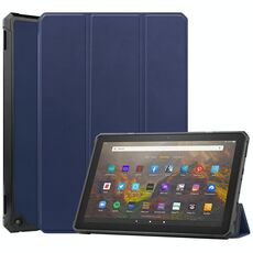 Per Amazon Kindle Fire HD 10 2021 Custer Pattern Pure Color TPU Smart Tablet Holster con funzione di sonno e supporto a 3 volte (blu)