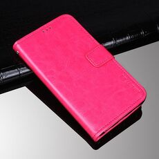 Per Asus Zenfone 8 ZS590KS Idewei Crazy Horse Texture Gastronomia in pelle flip orizzontale con supporto e slot per schede e portafoglio (Rose Red)
