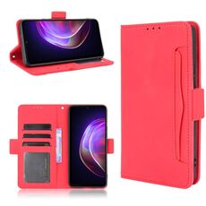 Per vivo V21 5G / 4G Sensazione della pelle del modello del vitello Custodia orizzontale in pelle flip orizzontale con titolare e carte slot e cornice fotografica (rosso)