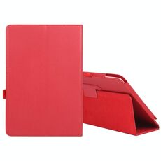 Per Amazon Fire HD 10 2021 Litchi Texture Custodia in pelle orizzontale a colori solido con supporto e slot per penna (rosso)