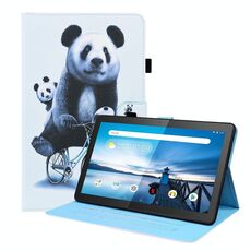 Per Lenovo M10 FHD REL TB-X605FC / TB-X605LC Caso di cuoio orizzontale a flip orizzontale con supporto e carta Slot e cornice per foto (Panda in bicicletta)