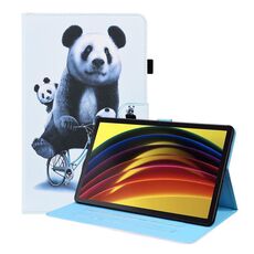 Per Lenovo Tab P11 P11 TB-J606F Caso di pelle a flip orizzontale orizzontale con supporto e carta Slot e cornice per foto (Panda in bicicletta)