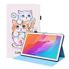Per Huawei Matepad T 10 / T 10 / onore Godetevi 2 10.1 Caso di cuoio flip orizzontale del modello animale con titolare e slot per schede e cornice fotografica (Cat Brothers)