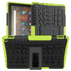 Per Amazon Fire HD 10 2021 Texture di pneumatici TPU antiurto TPU + custodia protettiva PC con supporto (verde)