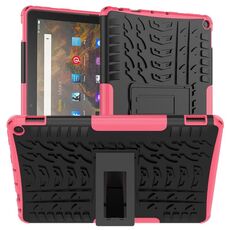 Per Amazon Fire HD 10 2021 Trama pneumatico TPU antiurto TPU + custodia protettiva PC con supporto (rosa)