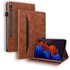 Per Samsung Galaxy Tab S8 / GALAXY TAB S7 2020 SM-T870 / SM-T875 Business Antiurto antiurto Antifurto Caso in pelle flip con titolare e slot per schede e slot per foto e slot fotografica e slot per photo e slot per slot / Sleep / Wake-up (Brown)
