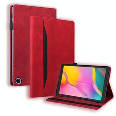 Per Amazon Fire HD 10/10 Plus 2021 Business Attropia antiurto in pelle orizzontale Caso in pelle con supporto e carte e slot per schede e fotogrammi e slot per foto e penna Slot & Sleep / Wake-up funzione (rosso)