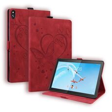Per Lenovo Tab M10 10.1 pollice Love Butterfly Pattern Cassa in pelle flip orizzontale con supporto (rosso)