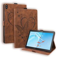 Per Lenovo Tab M10 10.1 pollice Amore farfalla modello in pelle orizzontale in pelle flip con supporto (marrone)
