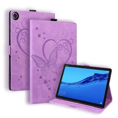 Per Huawei MediaPad M5 Lite 8 / Honor Tab 5 Love Butterfly Pattern Cassa orizzontale in pelle flip con supporto (viola)