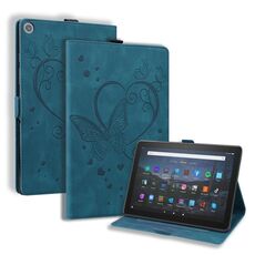 Per Amazon Fire HD 8 (2015/2016/2017/2018) Love Butterfly Pattern Horizontal flip custodia in pelle con supporto e sleep / wake-up funzione (blu)
