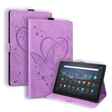 Per Amazon Fire HD 8 (2020) Love Butterfly Pattern Horizontal flip custodia in pelle con supporto e sleep / wake-up funzione (viola)
