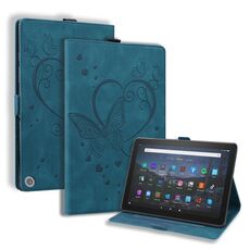 Per Amazon Fire HD 8 (2020) Love Butterfly Pattern Horizontal flip custodia in pelle con supporto e sleep / wake-up funzione (blu)