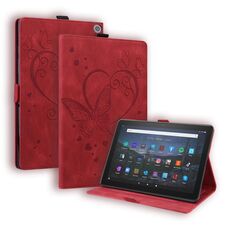 Per Amazon Fire HD 10 Plus (2021) / HD 10 (2021) Love Butterfly Pattern Horizontal flip custodia in pelle con supporto e sleep / wake-up funzione (rosso)