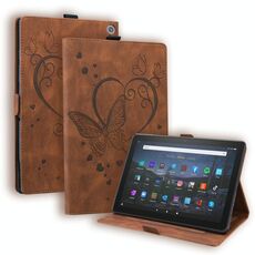 Per Amazon Fire HD 10 Plus (2021) / HD 10 (2021) Love Butterfly Pattern Horizontal flip custodia in pelle con supporto e sleep / wake-up funzione (marrone)