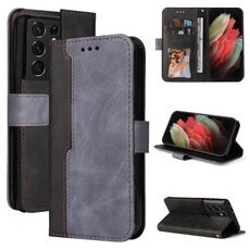 Per Samsung Galaxy S21 Ultra 5G Business Stitching-Color orizzontale flip custodia in pelle PU con titolare e slot per schede e cornice fotografica (grigio)