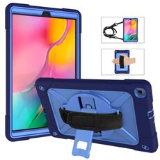 Per Galaxy Tab A 10.1 (2019) T510 Custodia combinata in silicone a colori a contrasto + PC con supporto (blu navy + blu)