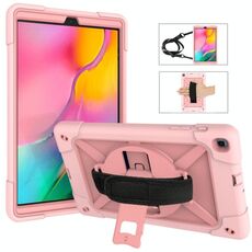 Per Galaxy Tab A 10.1 (2019) T510 Custodia combinata in silicone a colori a contrasto + PC con supporto (oro rosa)