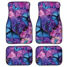Set di tappetini per auto con stampa universale 4 in 1 con motivo a farfalla, stile: HN063