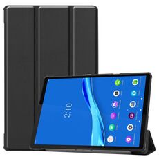 Per Lenovo M10 Plus TB-X606F Custodia in pelle con vibrazione orizzontale in colore puro modello Custer con supporto a tre pieghe e funzione di sospensione / sveglia (nero)