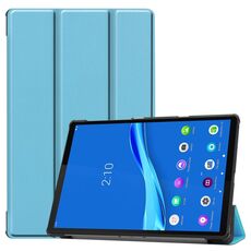 Per Lenovo M10 Plus TB-X606F Custodia in pelle con vibrazione orizzontale in colore puro modello Custer con supporto a tre pieghe e funzione di sospensione / sveglia (blu cielo)