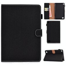 Per Kindle Fire 7 (2015/2017/2019) Tablet PC a tinta unita Custodia in pelle con vibrazione orizzontale magnetica universale con slot per schede e supporto (nero)