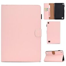 Per Kindle Fire 7 (2015/2017/2019) Tablet PC a tinta unita Custodia in pelle con vibrazione orizzontale magnetica universale con slot per schede e supporto (rosa)