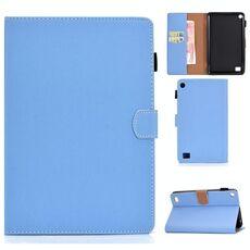 Per Kindle Fire 7 (2015/2017/2019) Tablet PC a tinta unita Custodia in pelle con vibrazione orizzontale magnetica universale con slot per schede e supporto (blu)