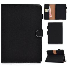 Per Kindle Paperwhite 4/3/2/1 Tablet PC a tinta unita Custodia in pelle con vibrazione orizzontale magnetica universale con slot per schede e supporto (nero)