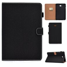 Per Galaxy Tab A 10.1 (2016) T580 Tablet PC a tinta unita Custodia in pelle con vibrazione orizzontale magnetica universale con slot per schede e supporto (nero)