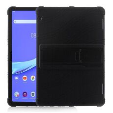 Custodia protettiva in silicone per tablet PC Lenovo Tab E10 con staffa invisibile (nera)