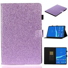 Per Lenovo Tab M10 Plus TB-X606F Custodia in pelle con vibrazione orizzontale lucida in polvere glitterata con supporto, slot per scheda e funzione di sospensione / sveglia (viola)