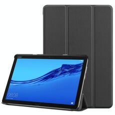 Per Huawei MediaPad M5 Lite 10,0 pollici Custer Pattern Custodia in pelle con vibrazione orizzontale in colore puro con supporto a tre pieghe e con funzione di sospensione / sveglia (nera)
