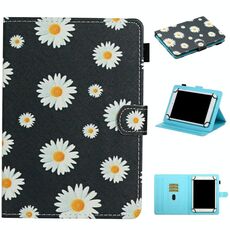 Per Tablet PC universale da 7 pollici, motivo floreale, custodia in pelle a vibrazione orizzontale con slot per schede e supporto (piccole margherite)