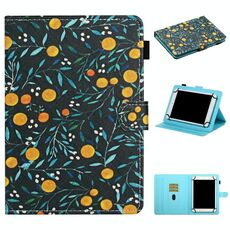 Per Tablet PC universale da 7 pollici, motivo floreale, custodia in pelle a vibrazione orizzontale con slot per schede e supporto (frutta gialla)