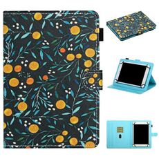 Per tablet universale da 8 pollici, motivo floreale, custodia in pelle a vibrazione orizzontale con slot per schede e supporto (frutta gialla)