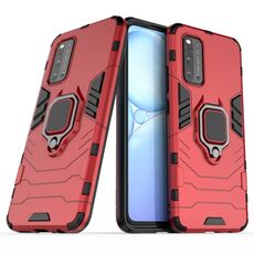 Per Vivo V19 (India) Custodia protettiva anti-caduta per PC + TPU con supporto per anello (rosso)