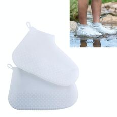 Copriscarpe impermeabile antiscivolo addensato resistente all'usura in silicone, taglia: M (bianco)