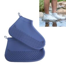 Copriscarpe impermeabile antiscivolo addensato resistente all'usura in silicone, taglia: M (blu navy)